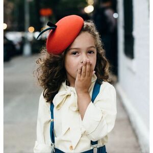 Lacey Lane size 5 Harriette little girls bow collar cream mini polka dot long sl